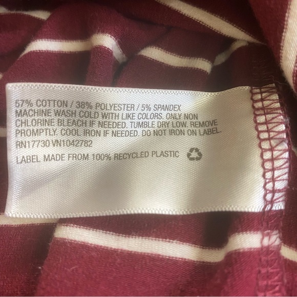 Isabel Maternity Size L Midi Dress Bodycon Stripes Stretchy Comfy Fall Burgundy - Picture 4 of 9